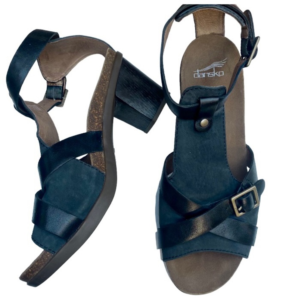 DANSKO Black Dominique strappy chunky heel sandal Women's 10.5